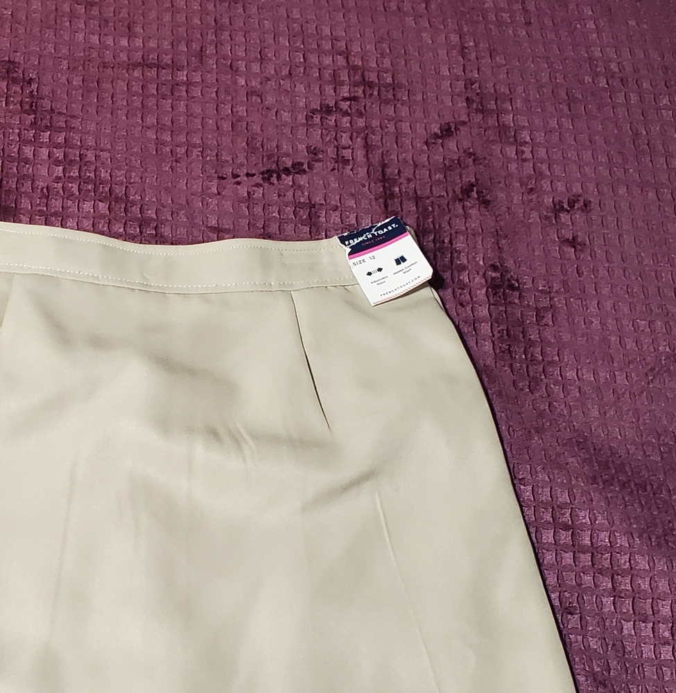 French Toast Girl's Khaki Uniform Pleated Scooter Skirt Adjustable Waist Size12 - Picture 2 of 8